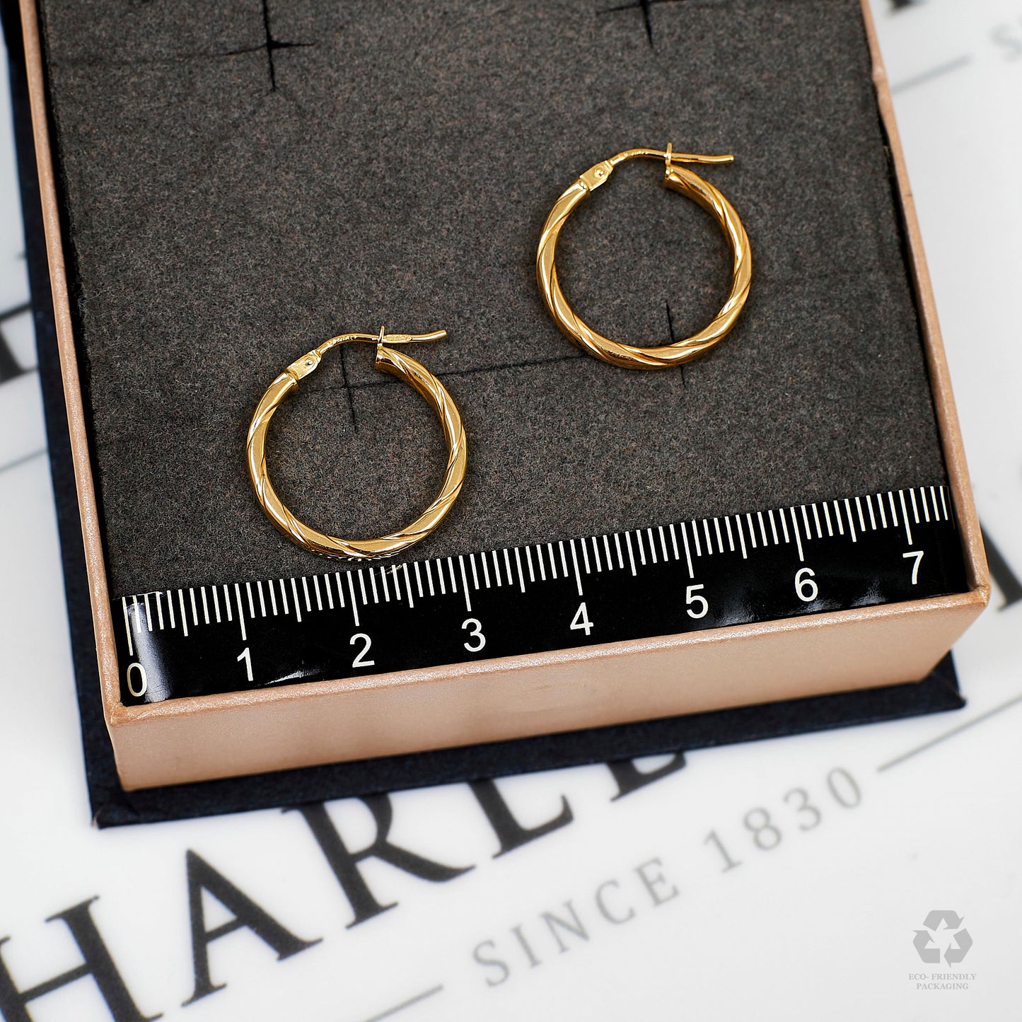 Pre-Owned 9ct Gold Hollow Twist Design Creole Hoop Earrings