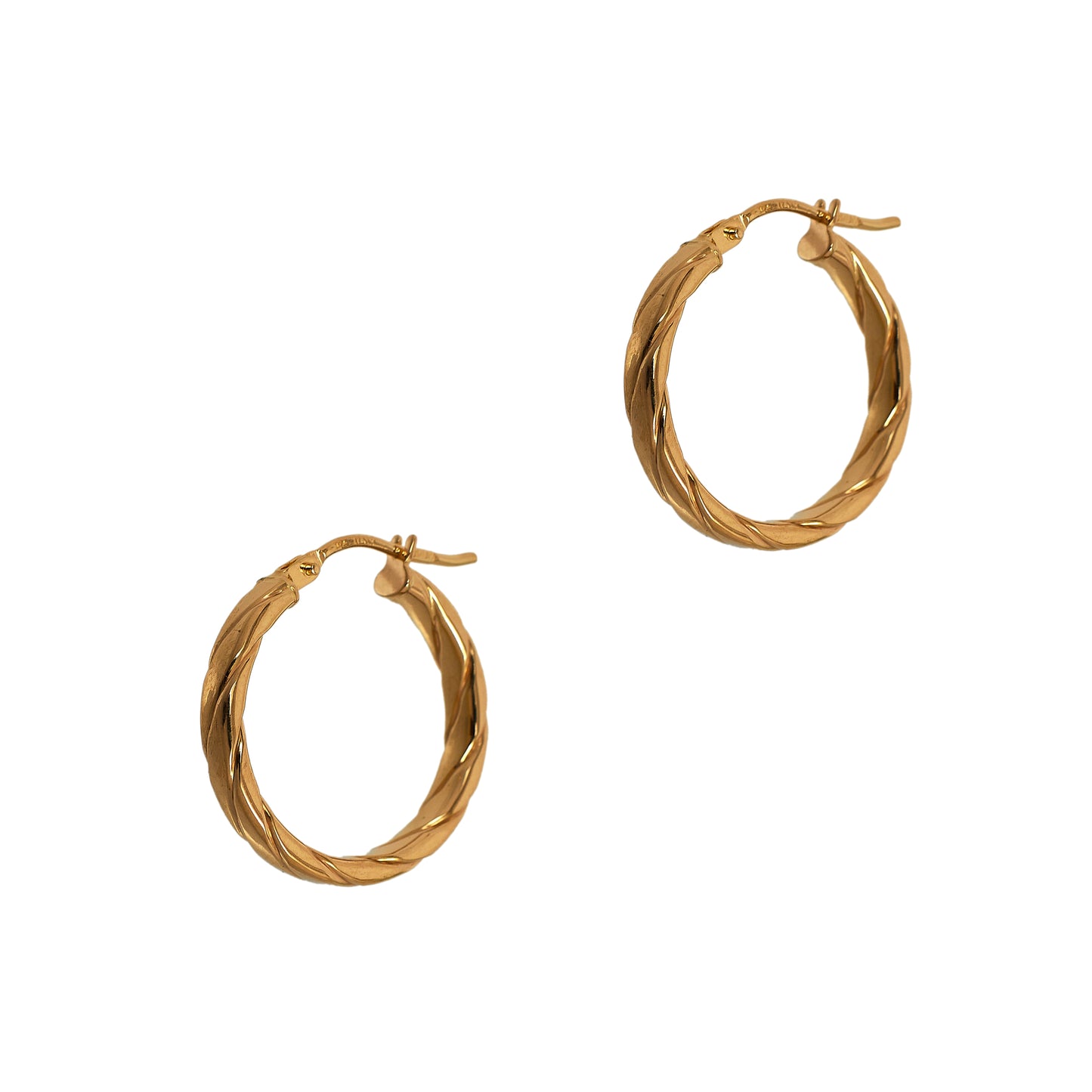 Pre-Owned 9ct Gold Hollow Twist Design Creole Hoop Earrings