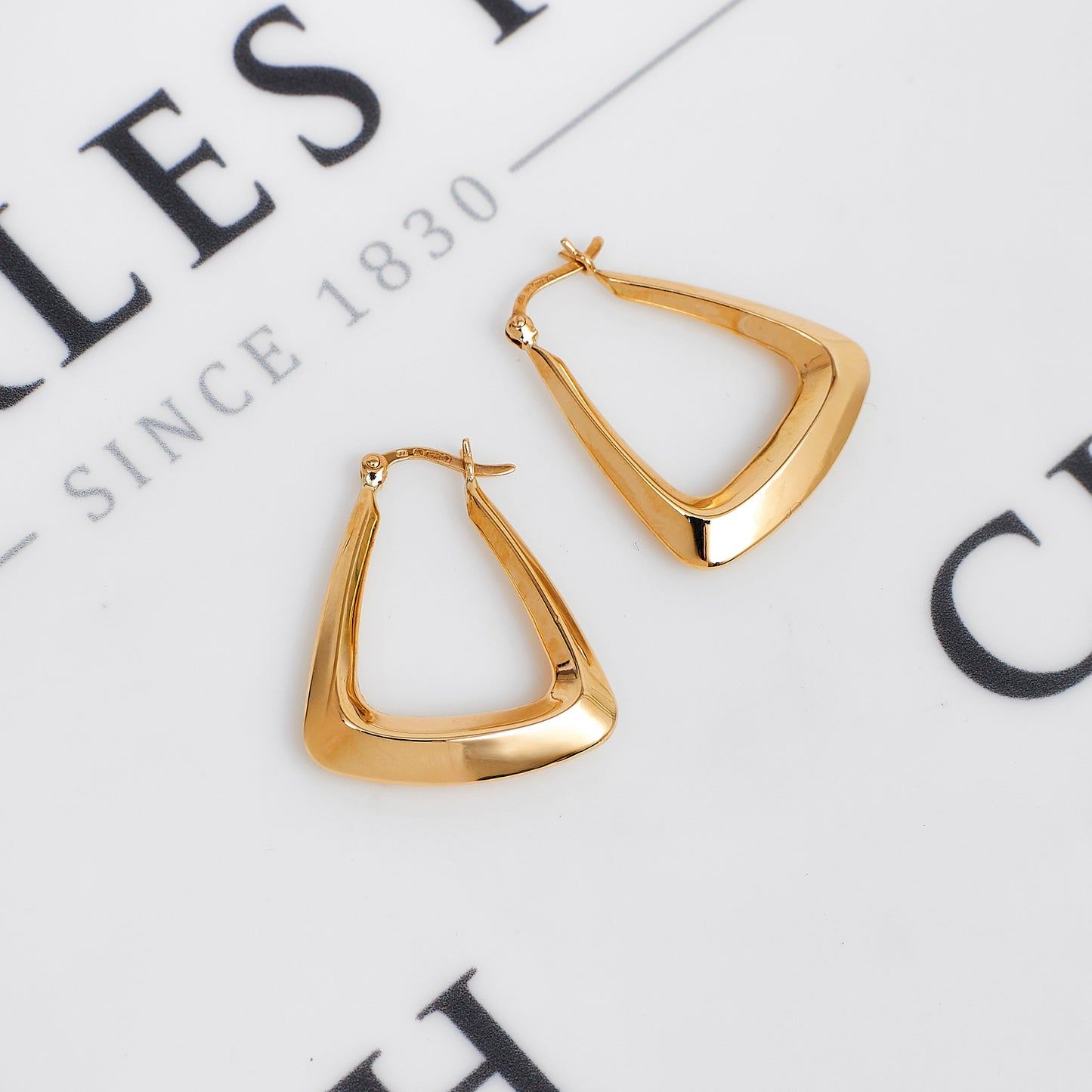Pre-Owned 9ct Gold Triangle Creole Earrings