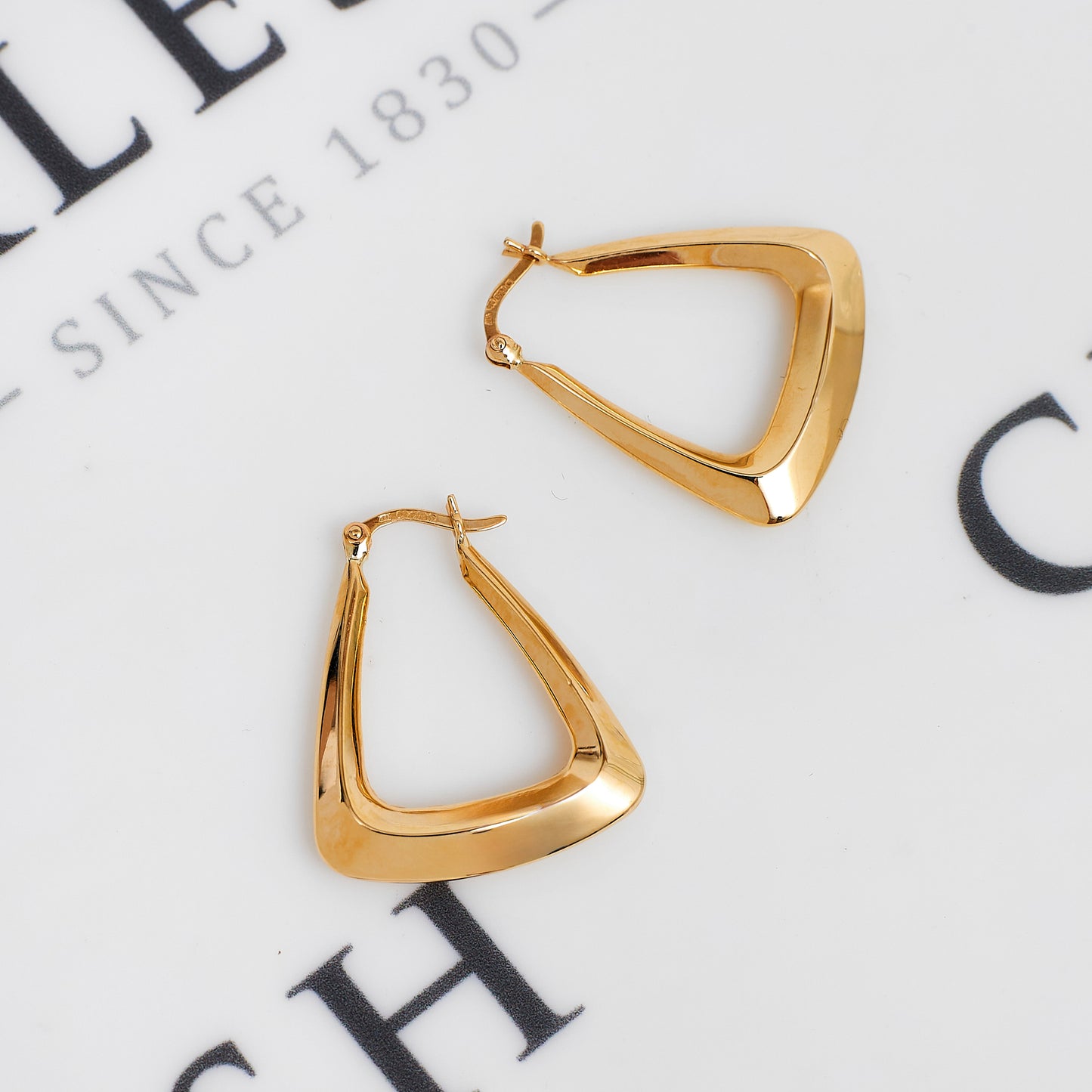 Pre-Owned 9ct Gold Triangle Creole Earrings