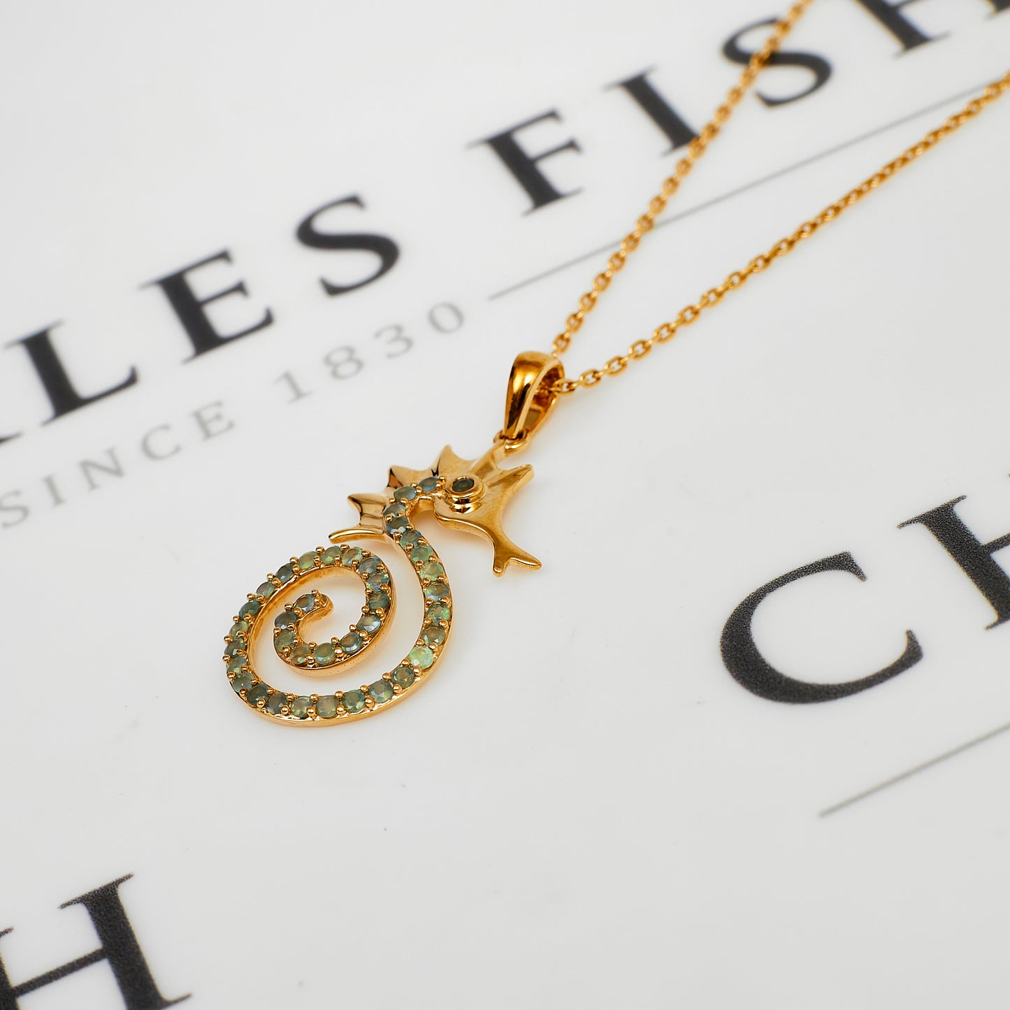 Pre-Owned 9ct Gold Chrysoberyl Seahorse Pendant