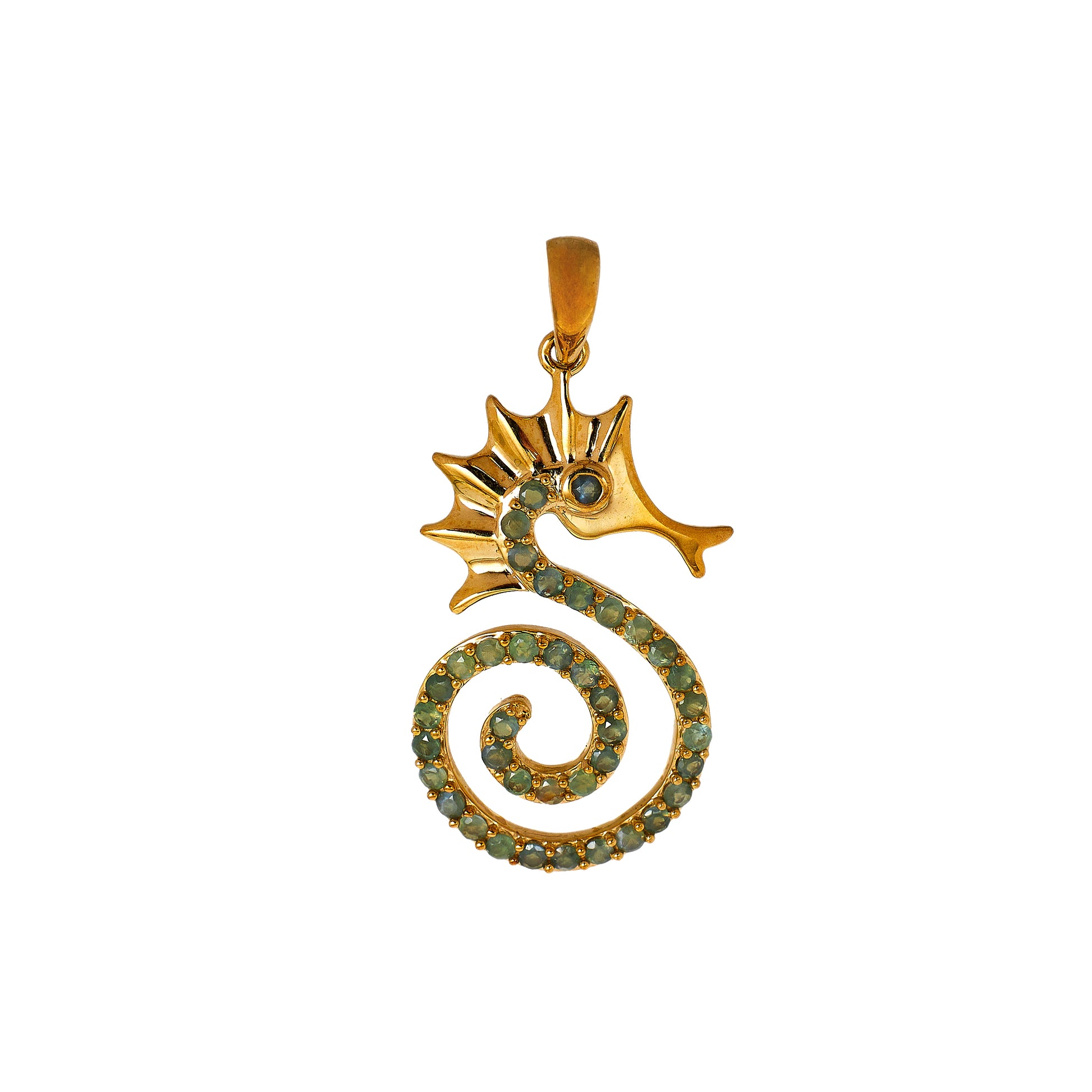 Pre-Owned 9ct Gold Chrysoberyl Seahorse Pendant 