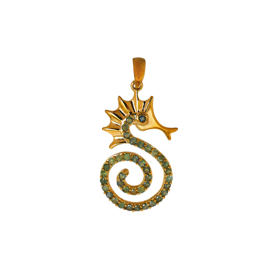 Pre-Owned 9ct Gold Chrysoberyl Seahorse Pendant 