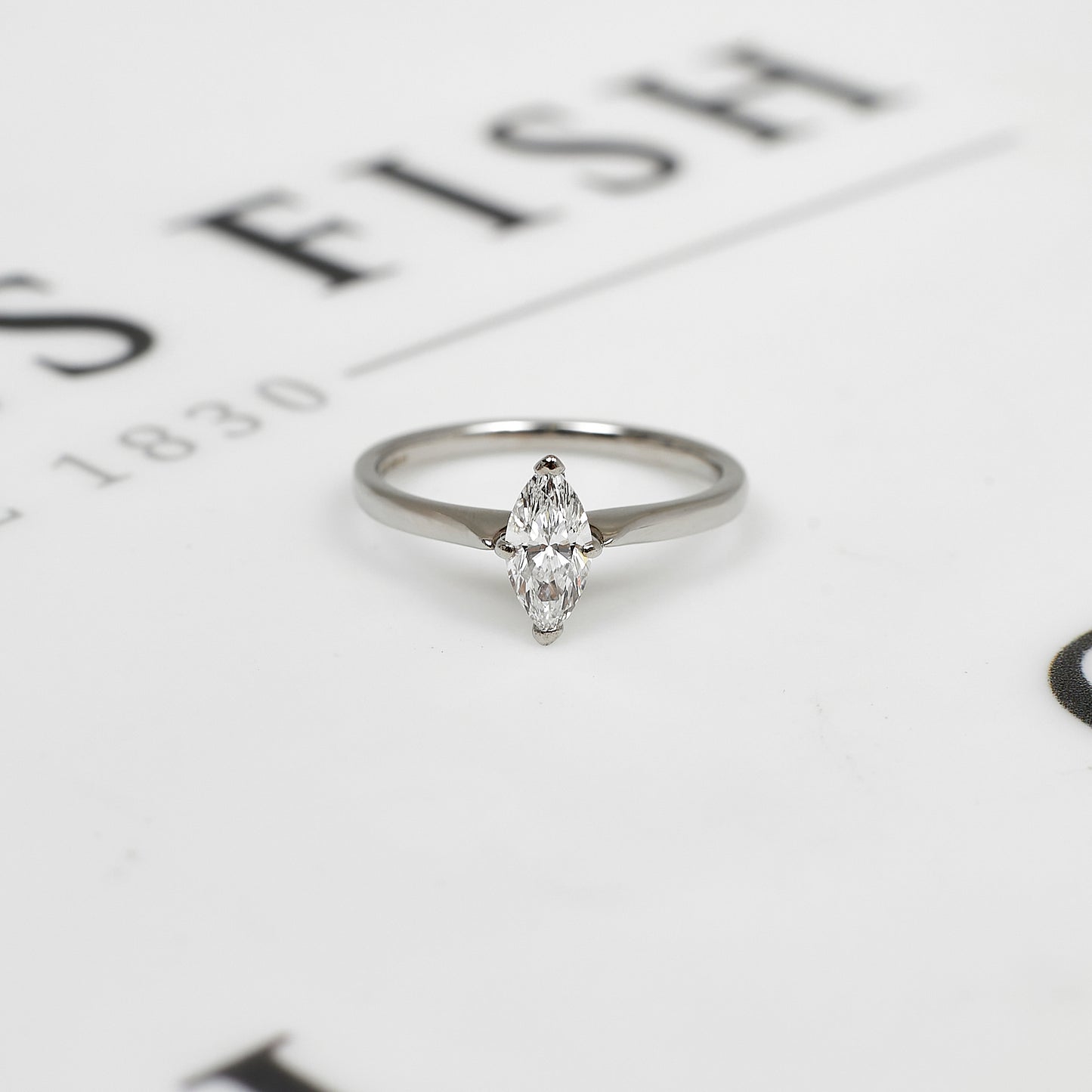 Pre-Owned Platinum Marquise Cut Diamond Ring Size L