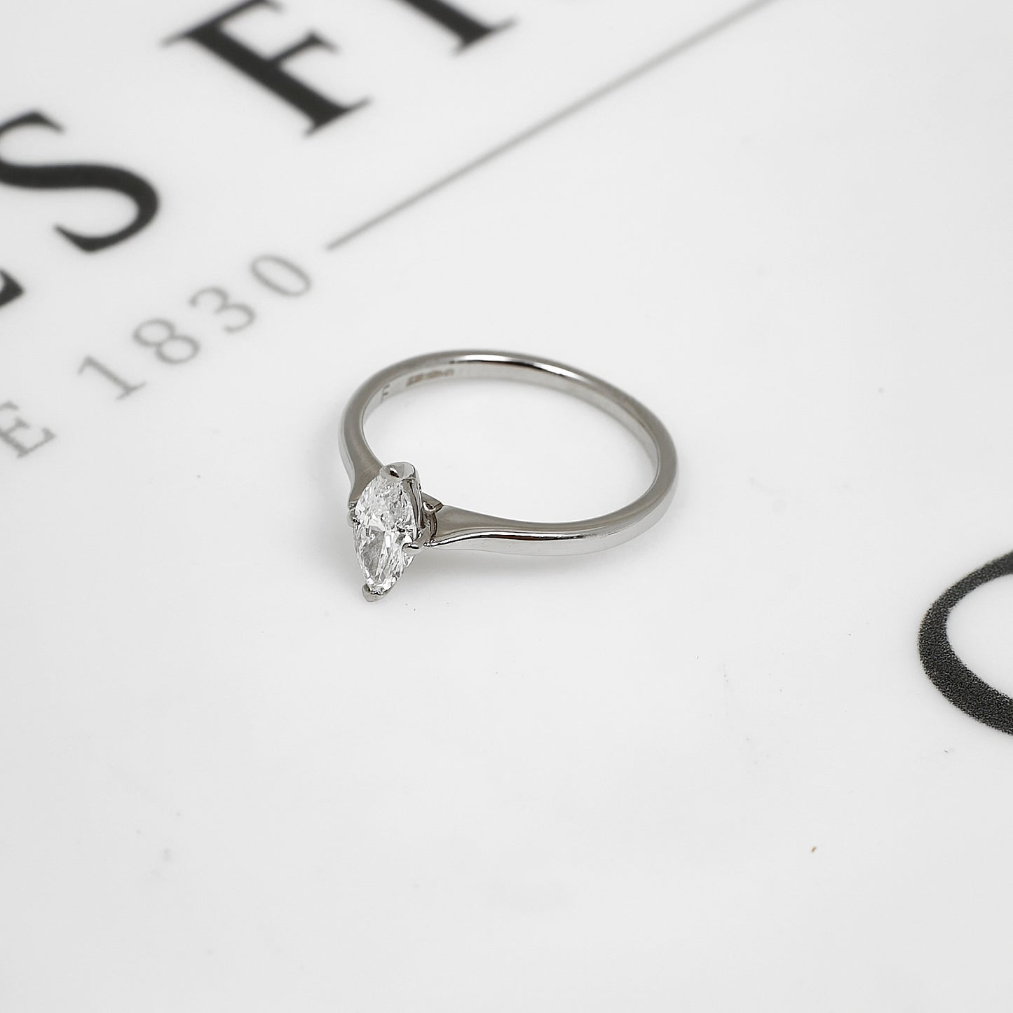 Pre-Owned Platinum Marquise Cut Diamond Ring Size L