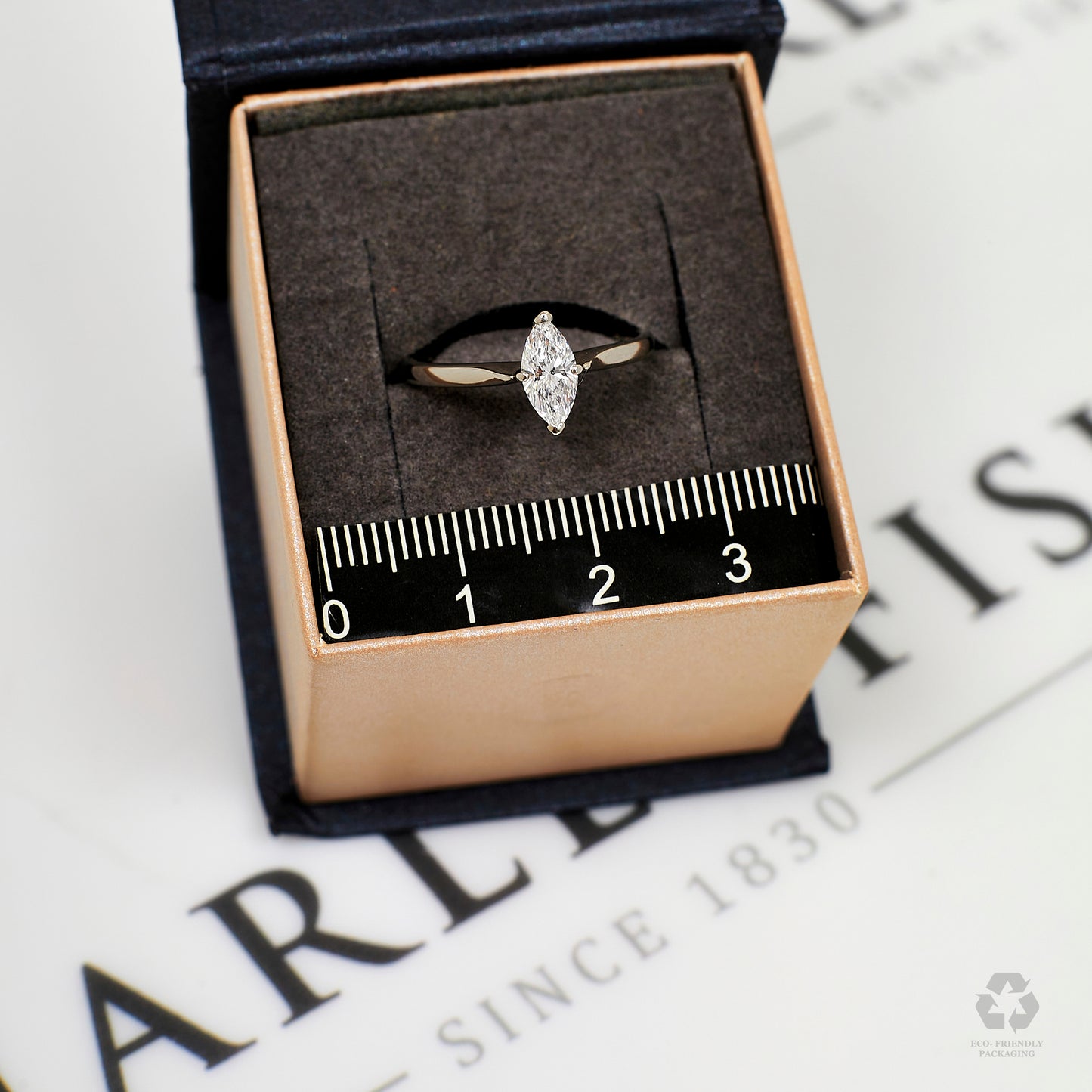 Pre-Owned Platinum Marquise Cut Diamond Ring Size L