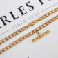 Pre-Owned 9ct Gold Curb Necklace & Bracelet With T Bars SET