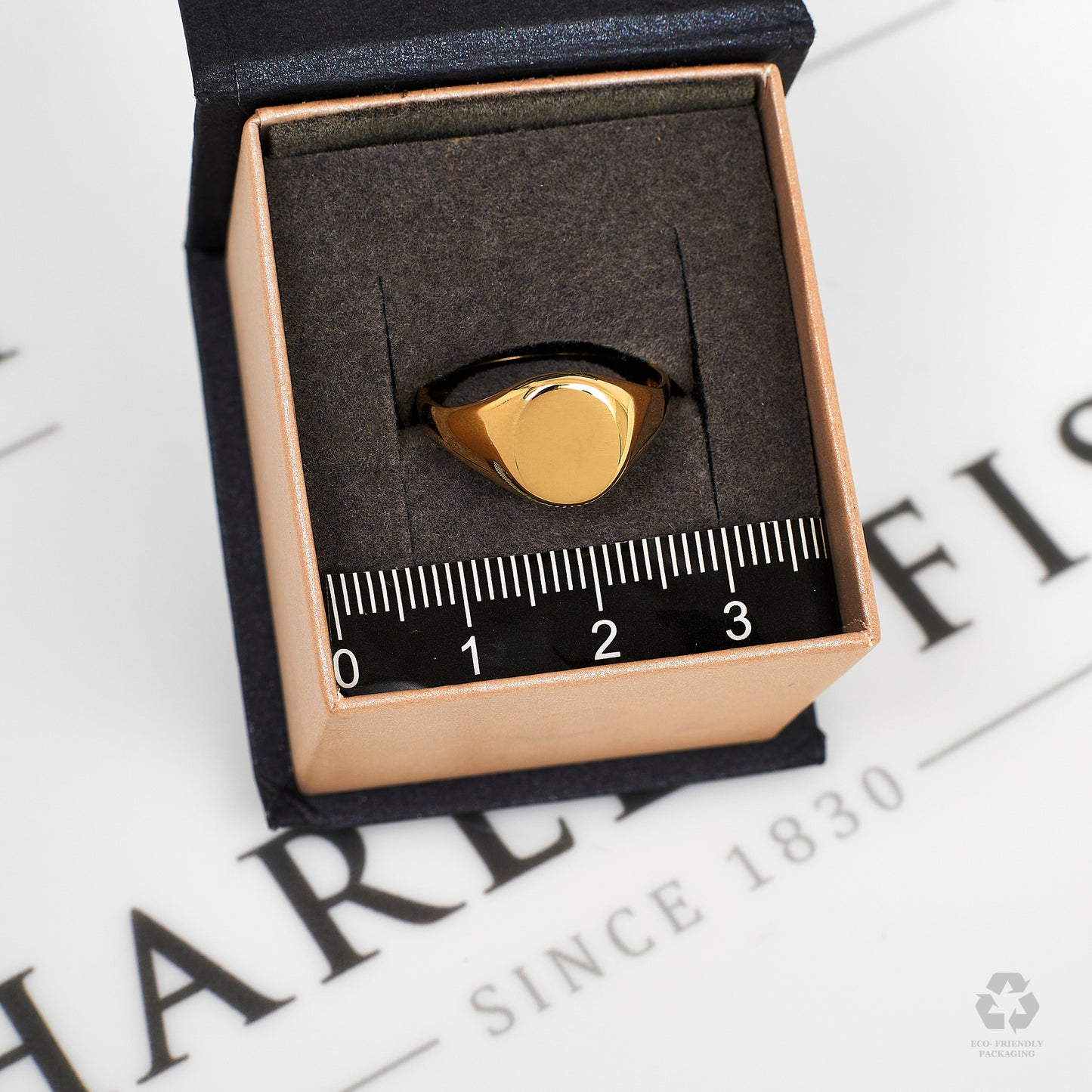 Pre-Owned 9ct Gold High-Polish Round Signet Ring Size N.5