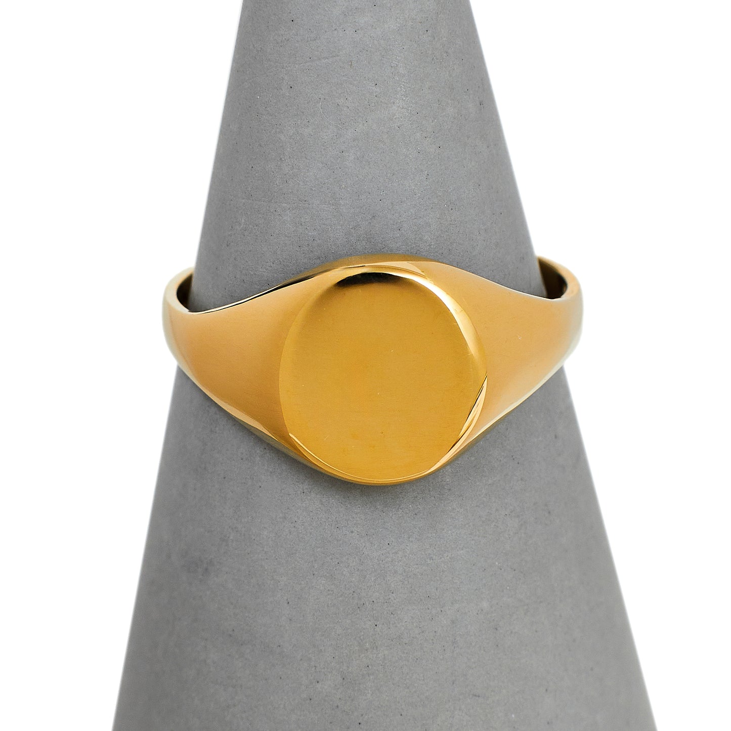 Pre-Owned 9ct Gold High-Polish Round Signet Ring Size N.5