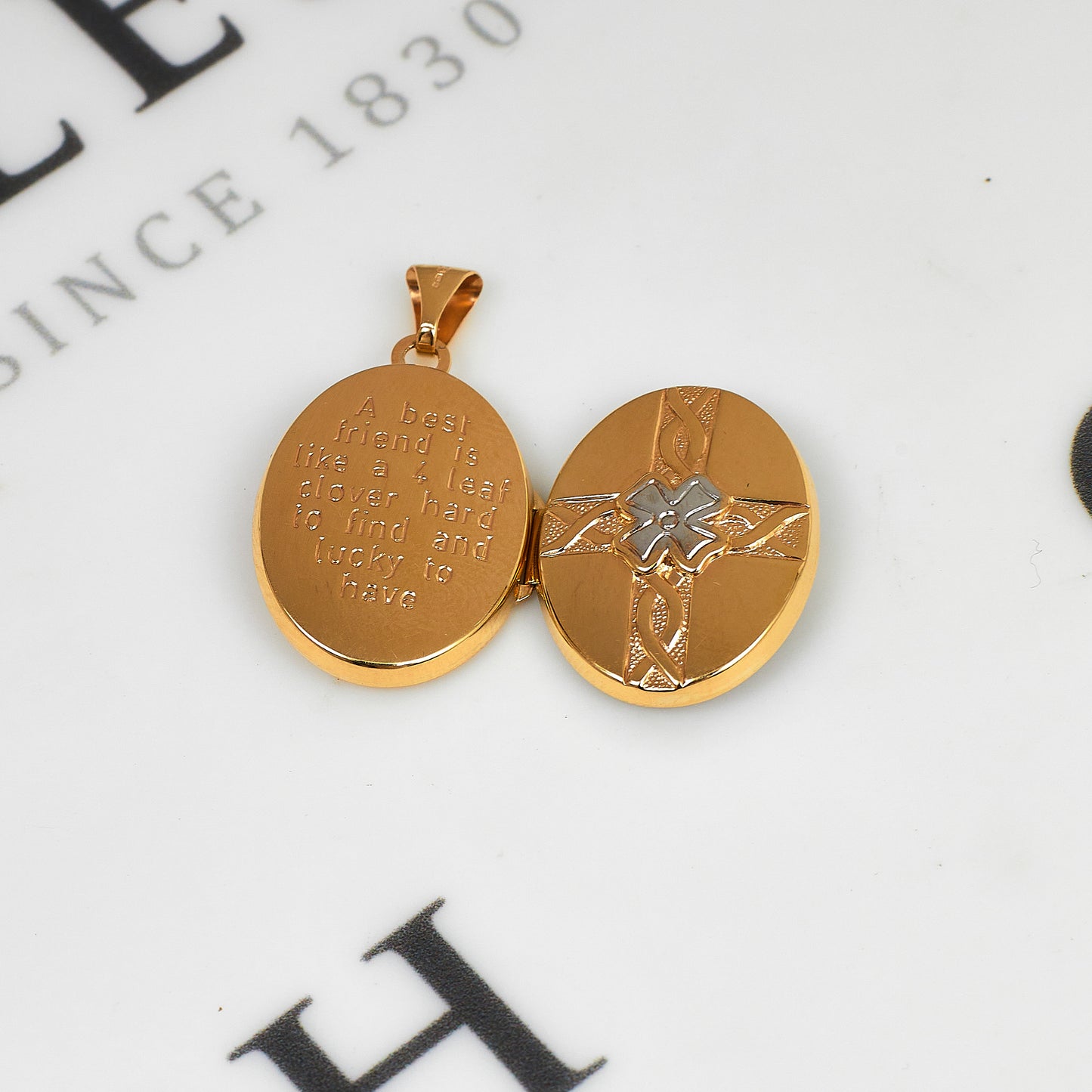 Pre-Owned 9ct Gold 2 Tone Flower & Cross Best Friend Locket