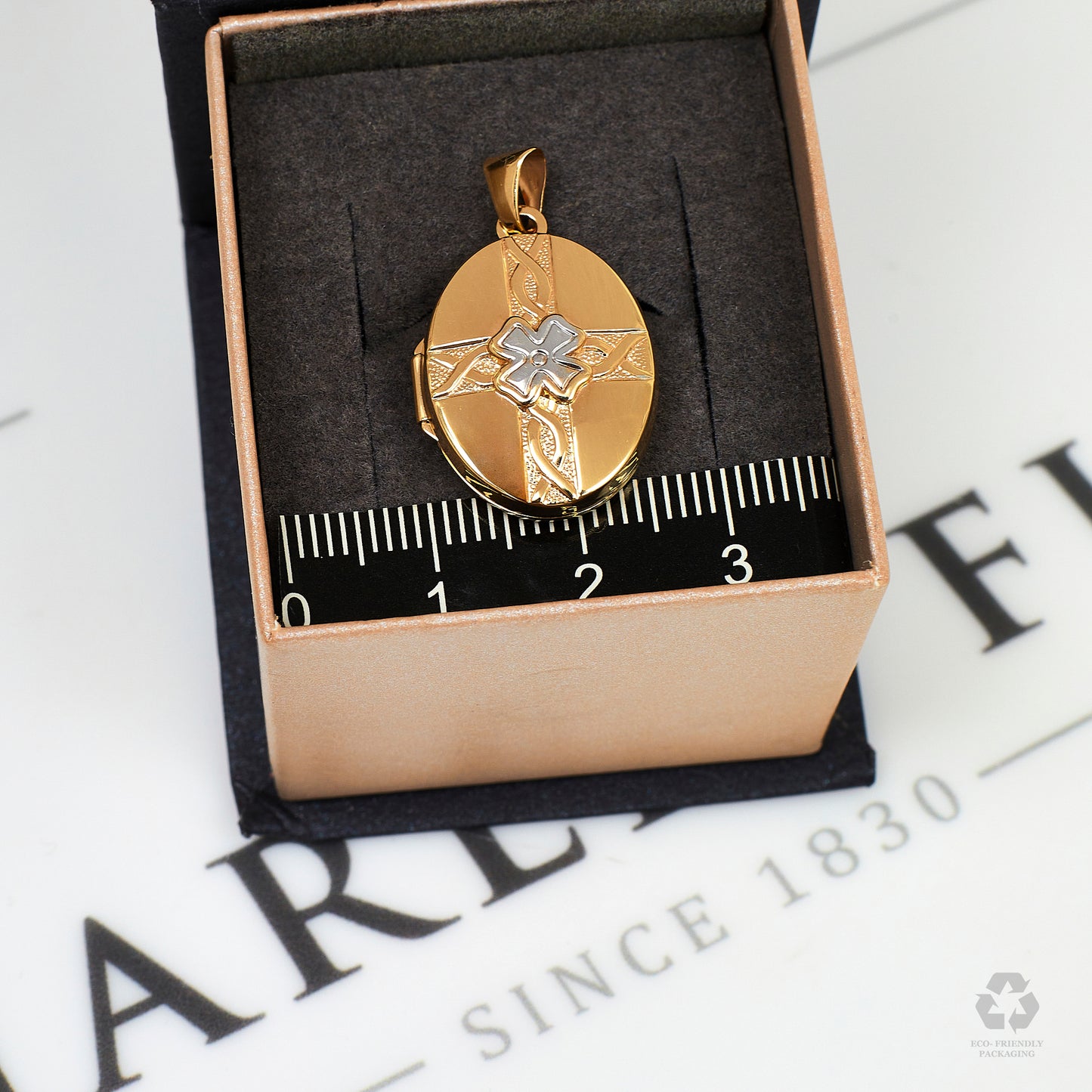 Pre-Owned 9ct Gold 2 Tone Flower & Cross Best Friend Locket