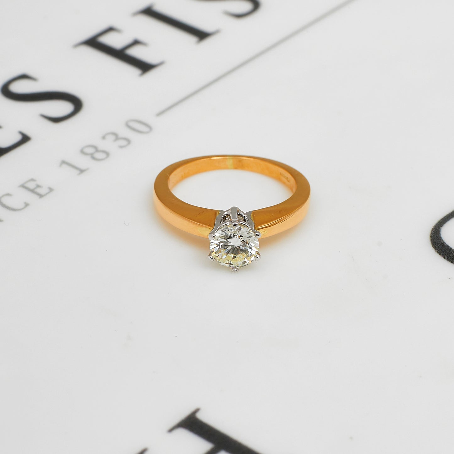 Pre-Owned 14ct 2 Tone Gold Solitaire Diamond Ring Size M