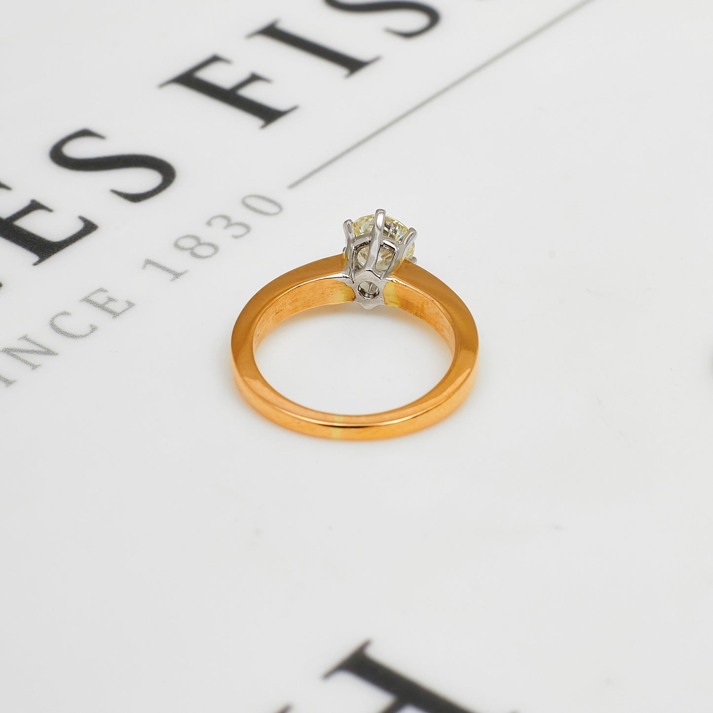 Pre-Owned 14ct 2 Tone Gold Solitaire Diamond Ring Size M