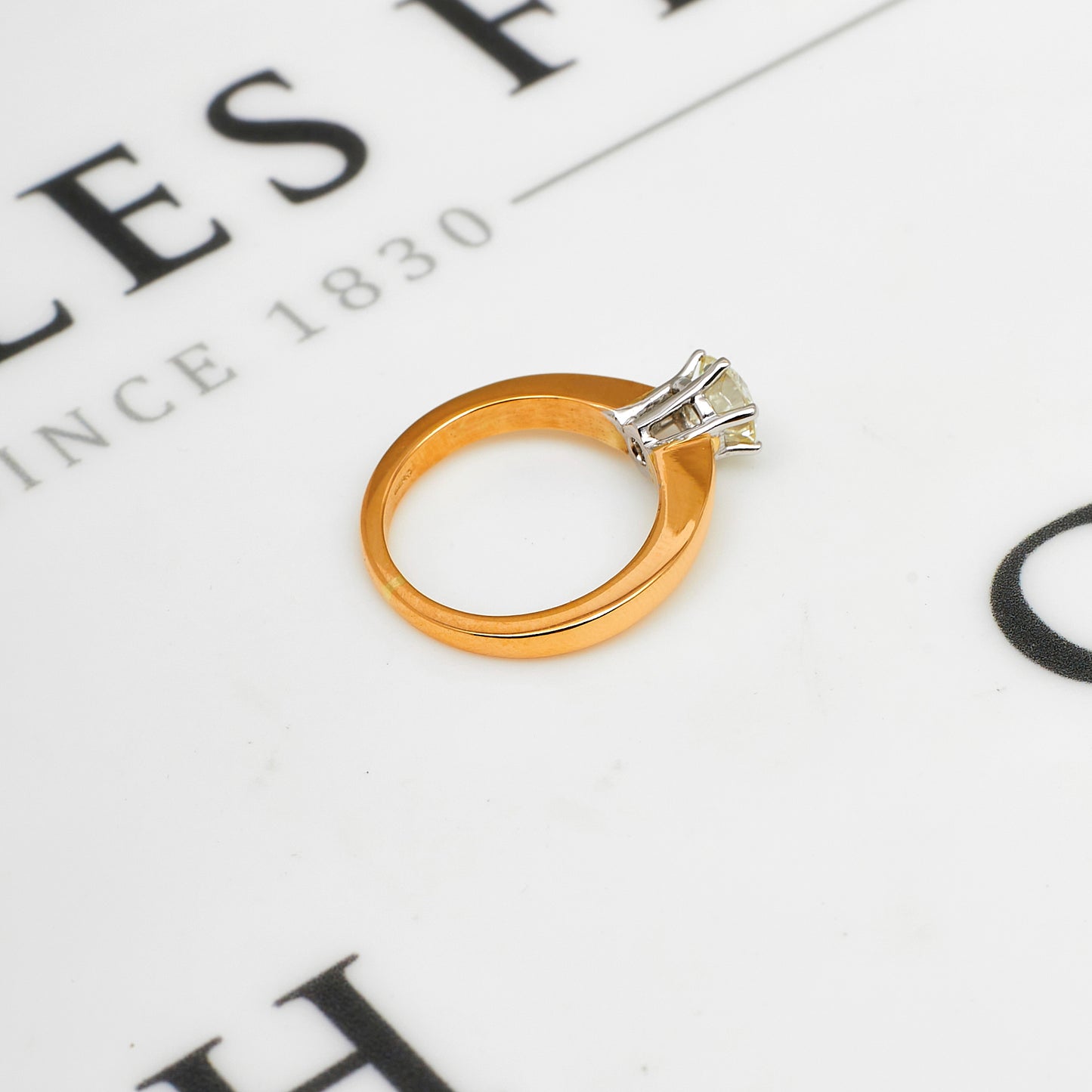 Pre-Owned 14ct 2 Tone Gold Solitaire Diamond Ring Size M