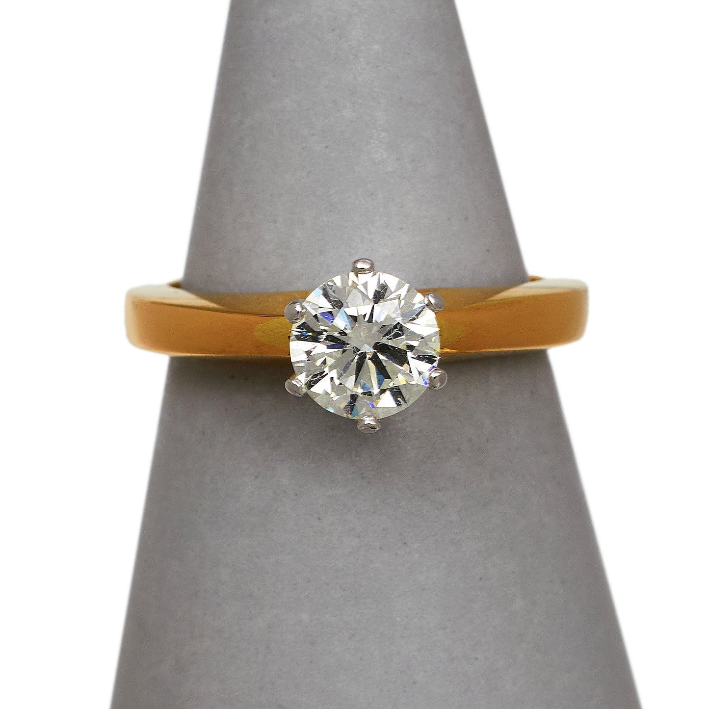 Pre-Owned 14ct 2 Tone Gold Solitaire Diamond Ring Size M