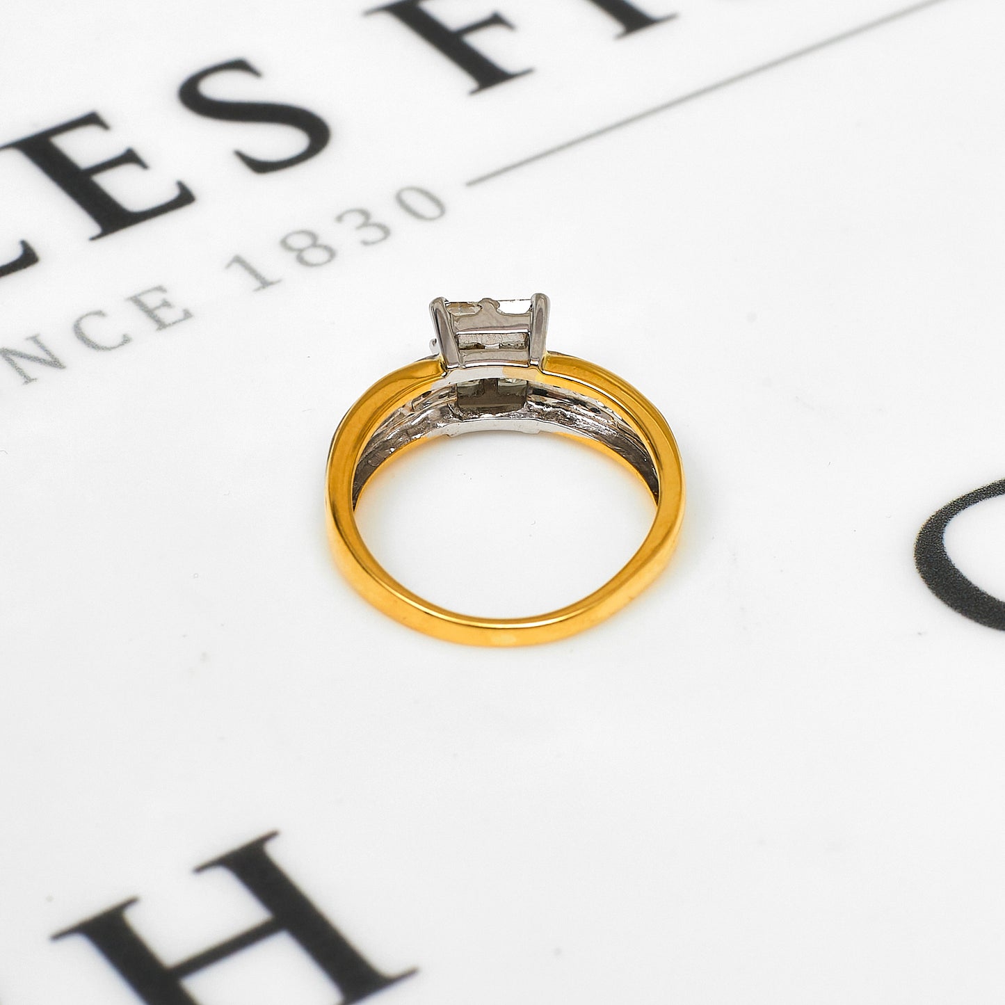 Pre-Owned 18ct Gold & 4 Princess Cut Diamond Ring Size Q
