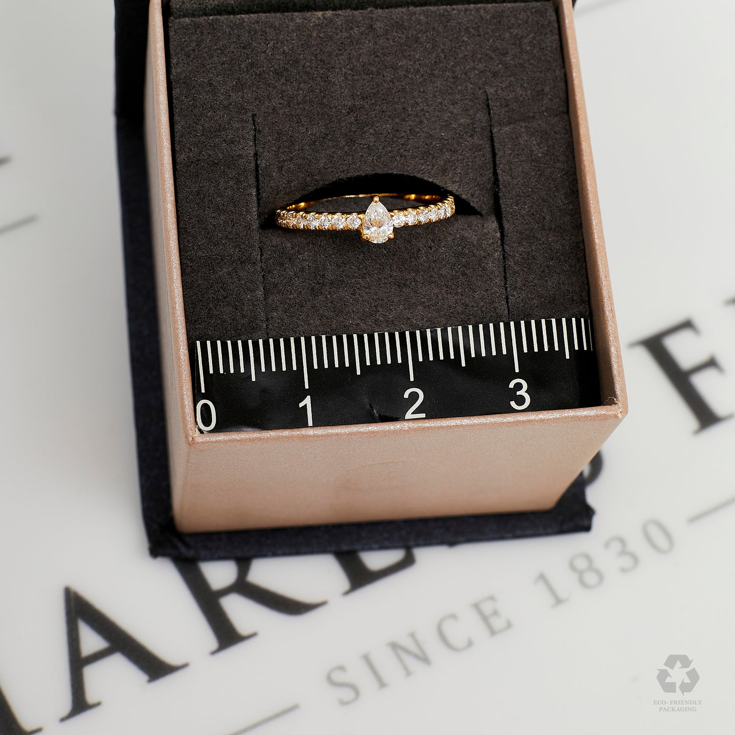 Pre-Owned 18ct Gold Pear Cut Diamond Shoulder Set Ring