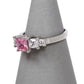 Pre-Owned 9ct White Gold Pink & White CZ Dress Ring Size L