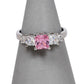 Pre-Owned 9ct White Gold Pink & White CZ Dress Ring Size L