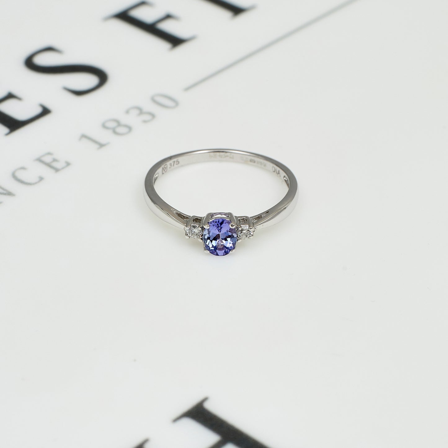 Pre-Owned 9ct White Gold Tanzanite & Diamond Ring Size M