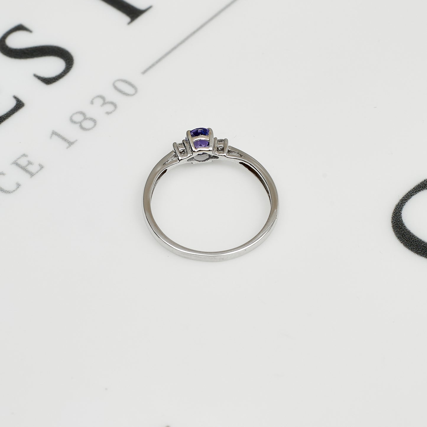 Pre-Owned 9ct White Gold Tanzanite & Diamond Ring Size M