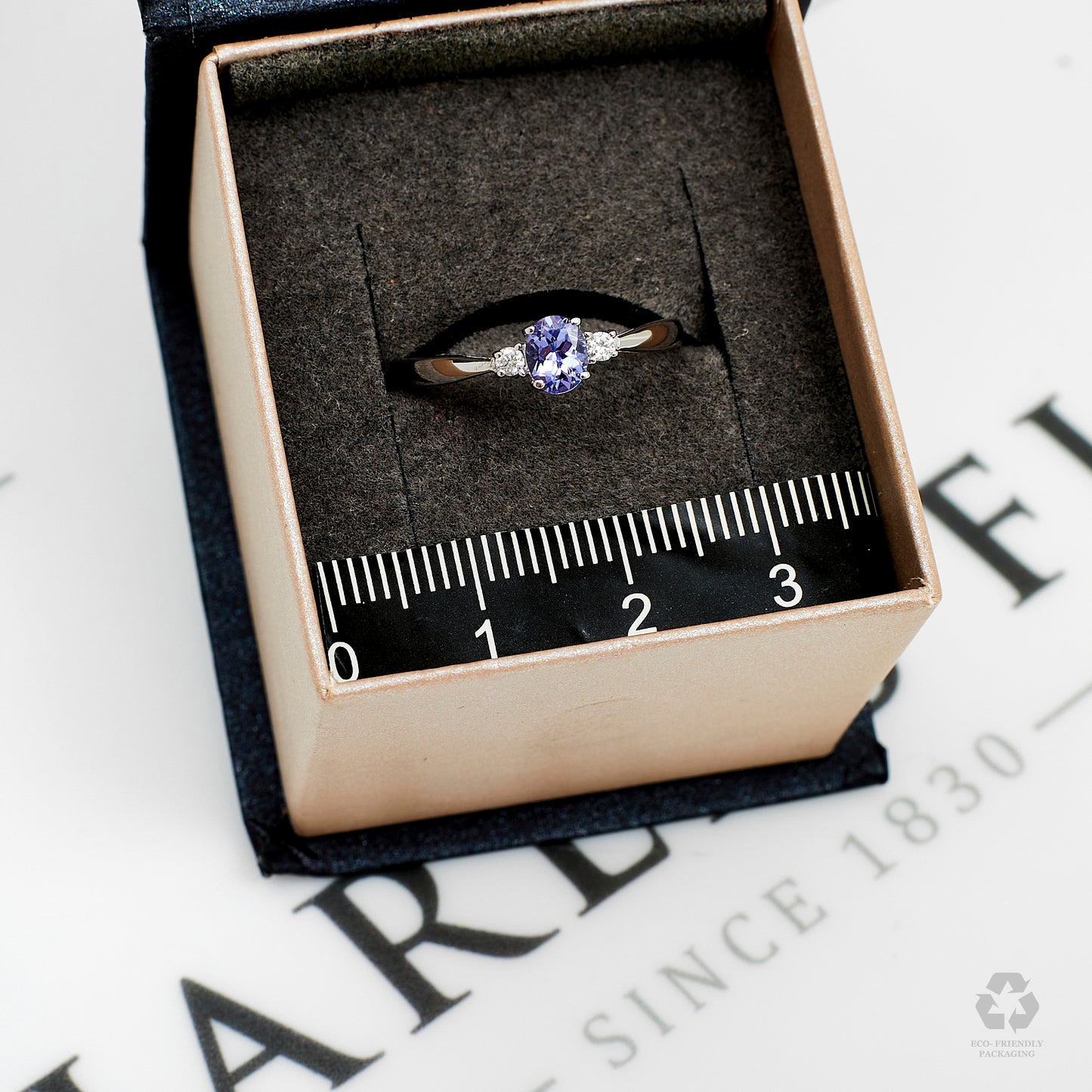 Pre-Owned 9ct White Gold Tanzanite & Diamond Ring Size M