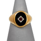 Pre-Owned 9ct Gold Oval Onyx & Garnet Signet Ring Size O