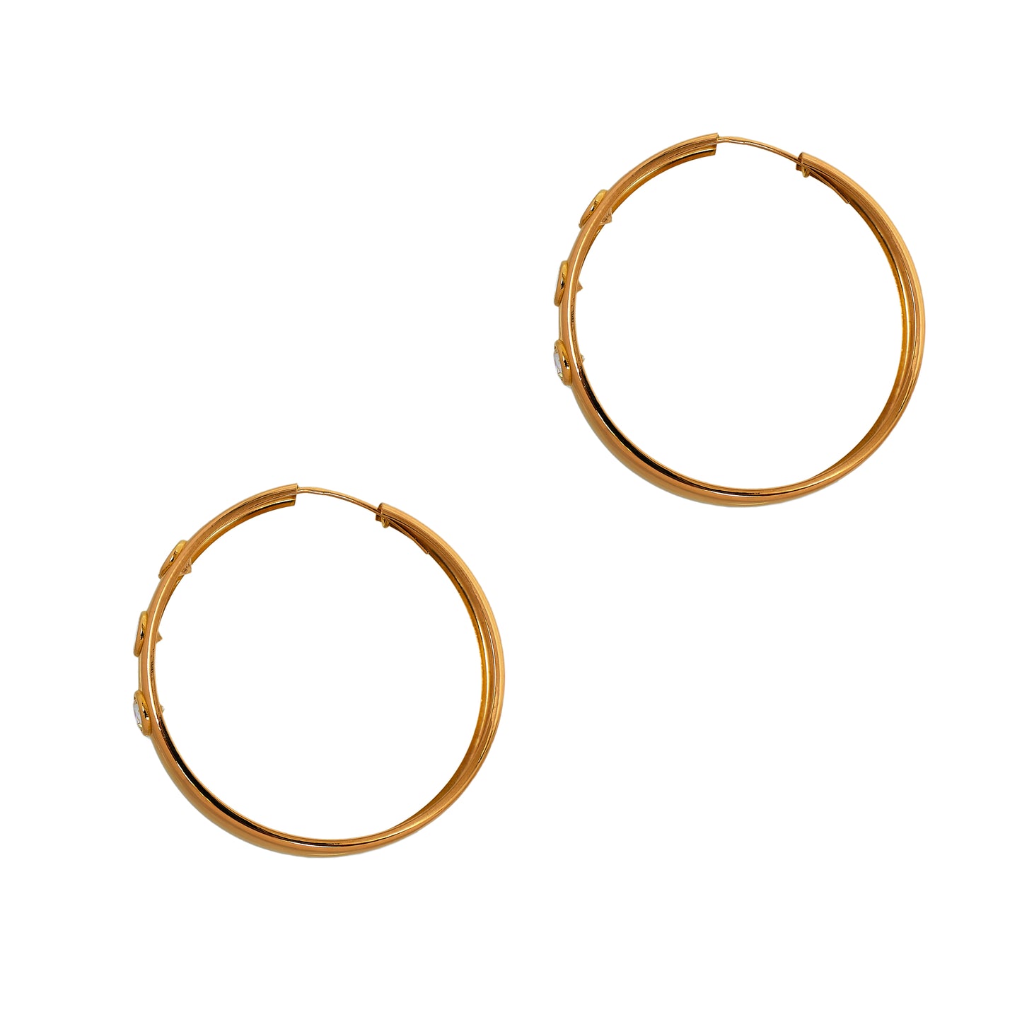 Pre-Owned 18ct Gold 3 CZ Hoop Earrings 45mm x 46mm