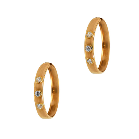 Pre-Owned 18ct Gold 3 CZ Hoop Earrings 45mm x 46mm