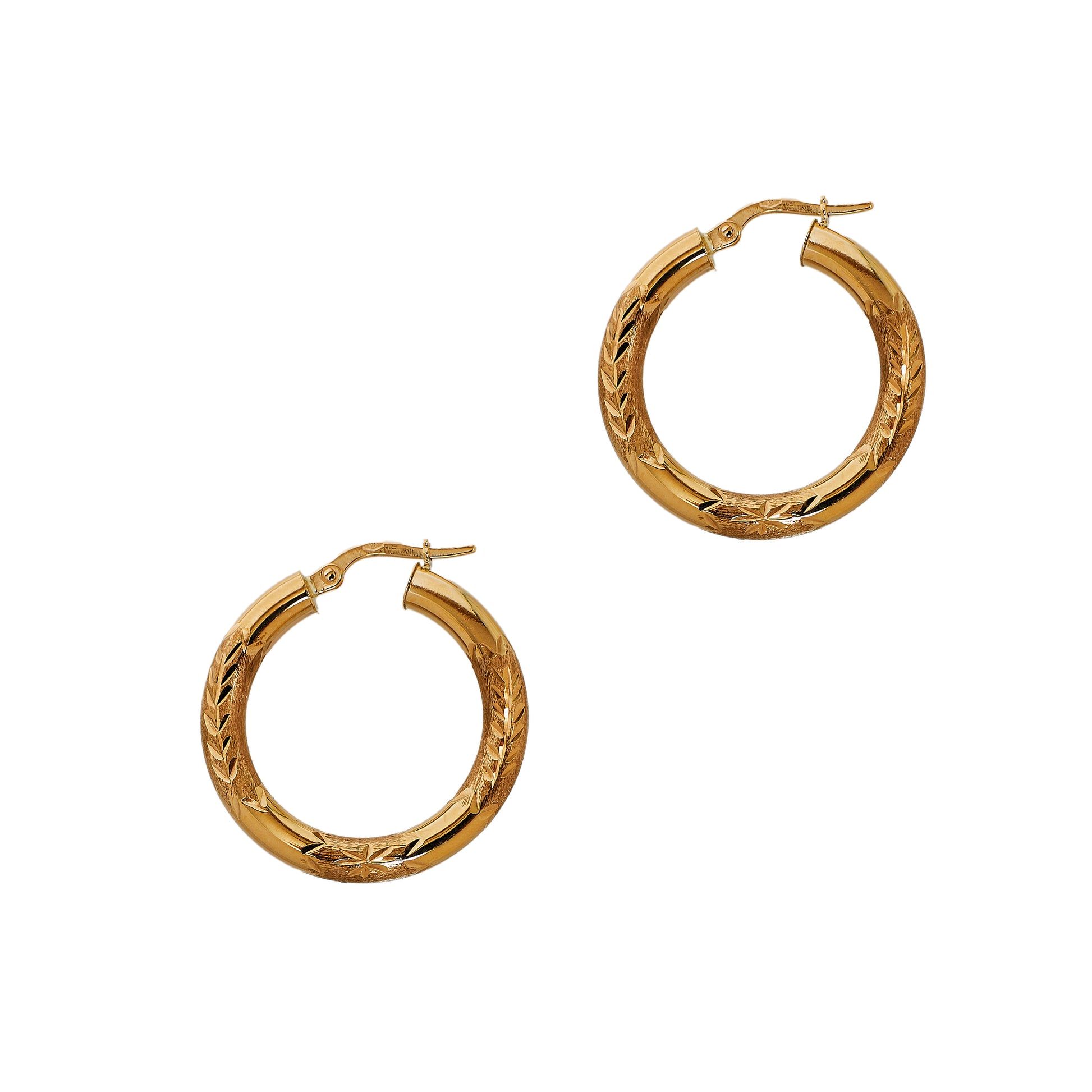 Pre-Owned 9ct Gold Patterned Creole Hoop Earrings