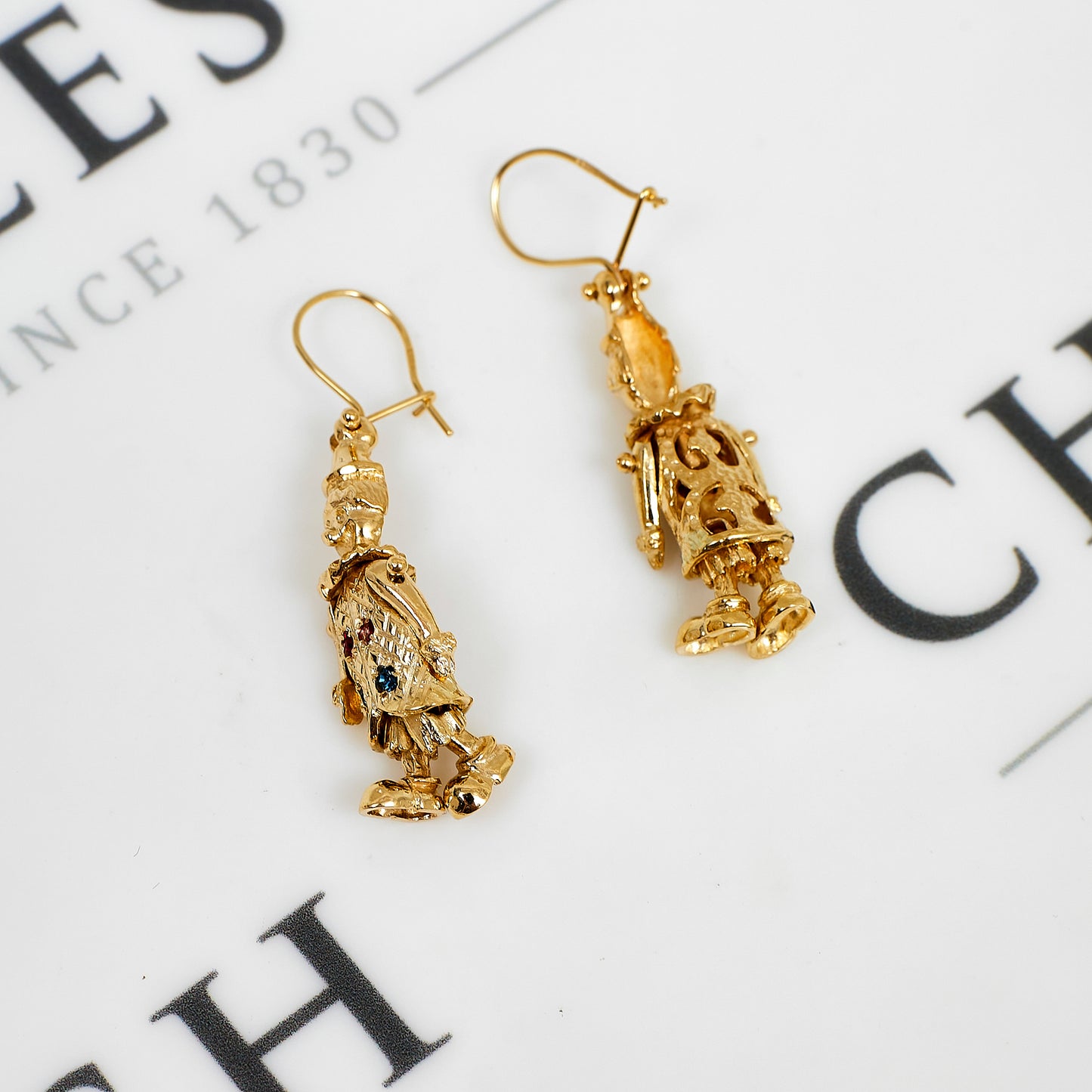 Pre-Owned 9ct Gold & Multicolor CZ Clown Earrings
