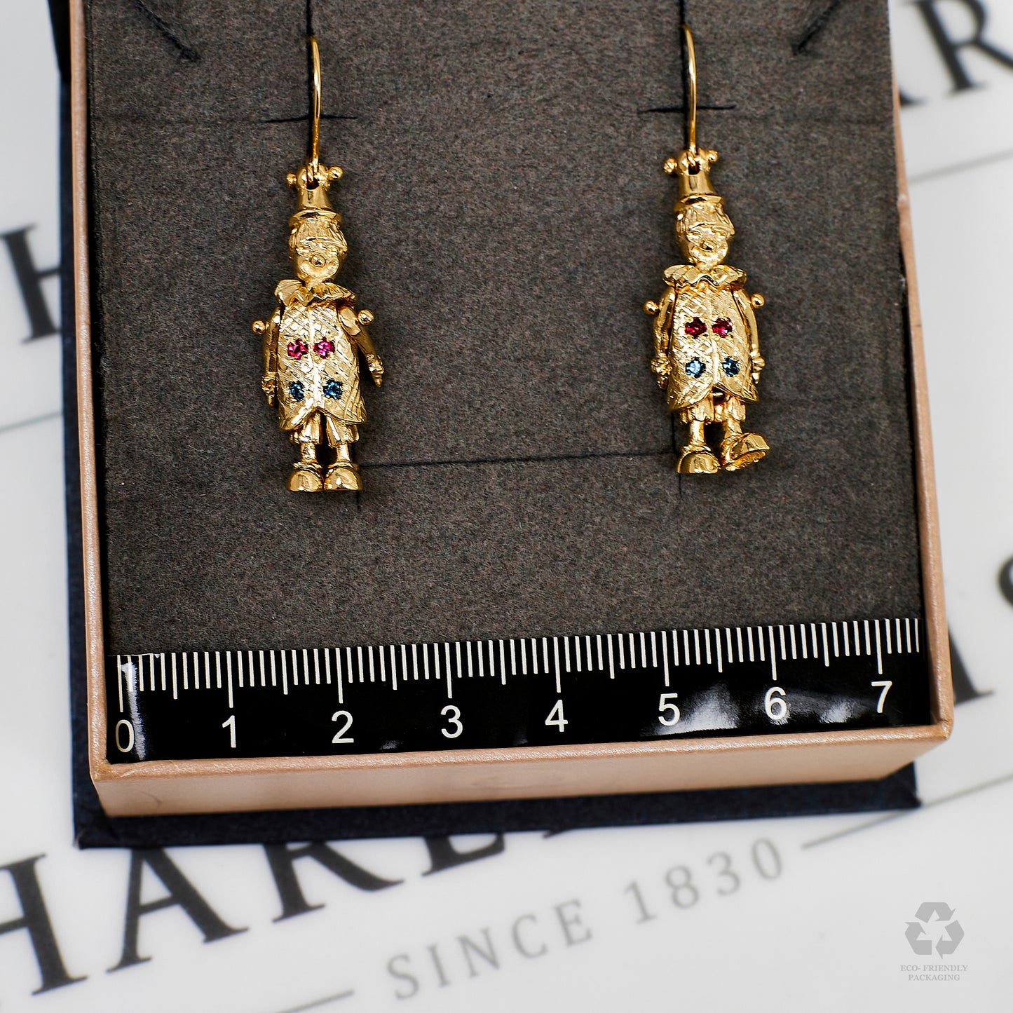 Pre-Owned 9ct Gold & Multicolor CZ Clown Earrings