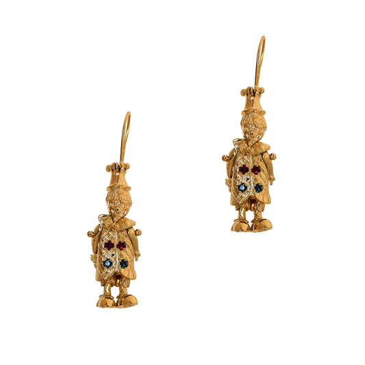 Pre-Owned 9ct Gold & Multicolor CZ Clown Earrings