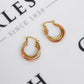 Pre-Owned 9ct Gold Tricolour 3 Hoop Creole Earrings