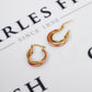 Pre-Owned 9ct Gold Tricolour 3 Hoop Creole Earrings