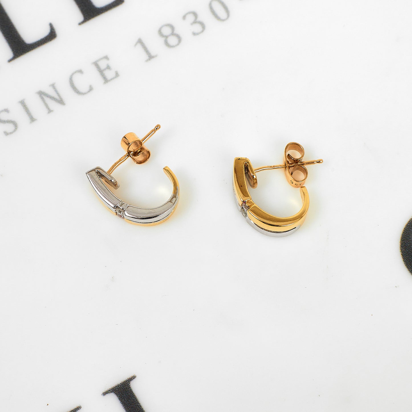 Pre-Owned 9ct Gold 2 Tone Diamond Earrings