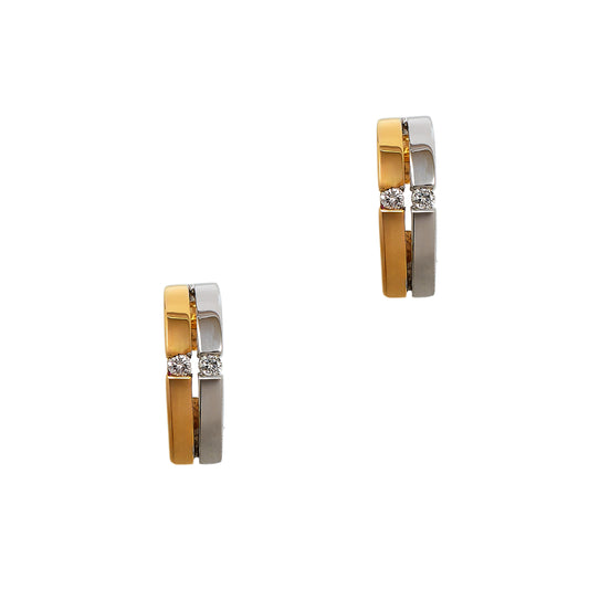 Pre-Owned 9ct Gold 2 Tone Diamond Earrings