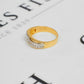 Pre-Owned 14ct Gold Square CZ Greek Key Design Band Ring