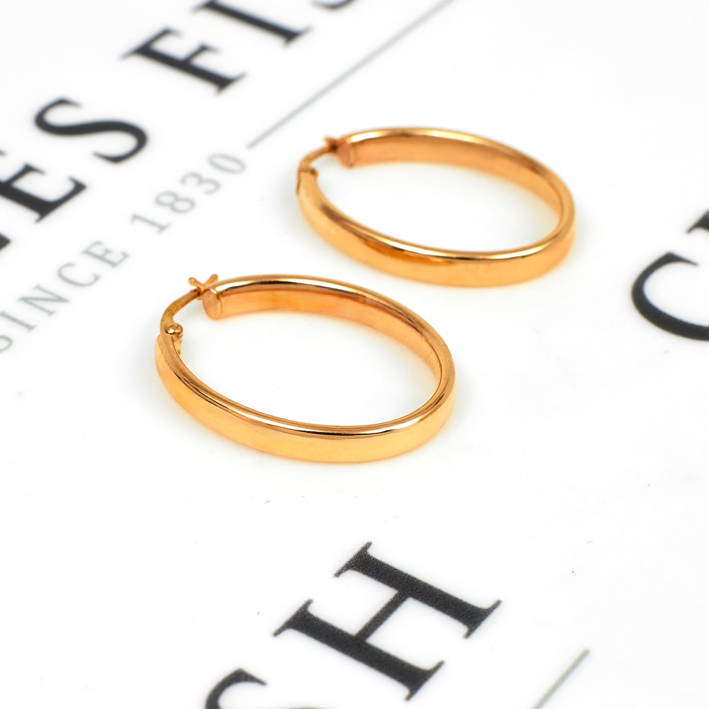 Pre-Owned 9ct Gold Oval Creole Hoop Earrings 30mm x 23mm
