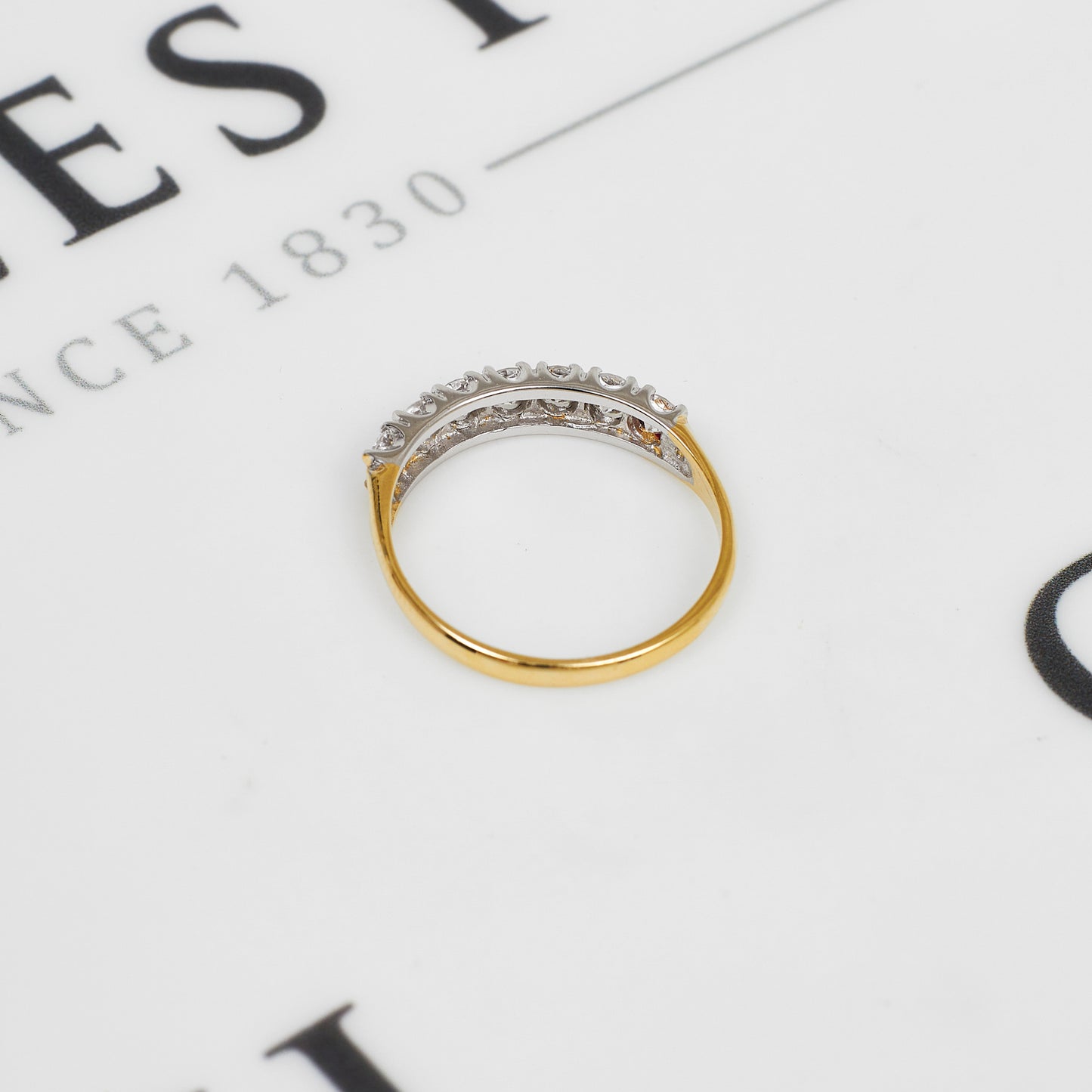 Pre-Owned 9ct Gold 7 CZ Set Ring Size P.5
