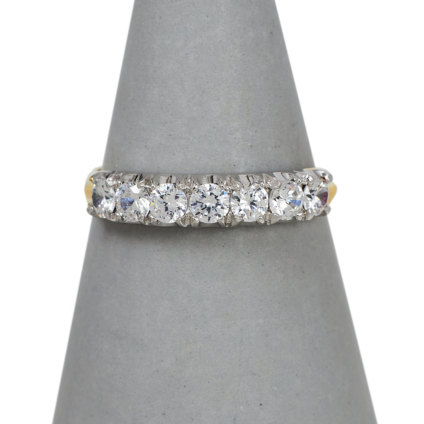 Pre-Owned 9ct Gold 7 CZ Set Ring Size P.5
