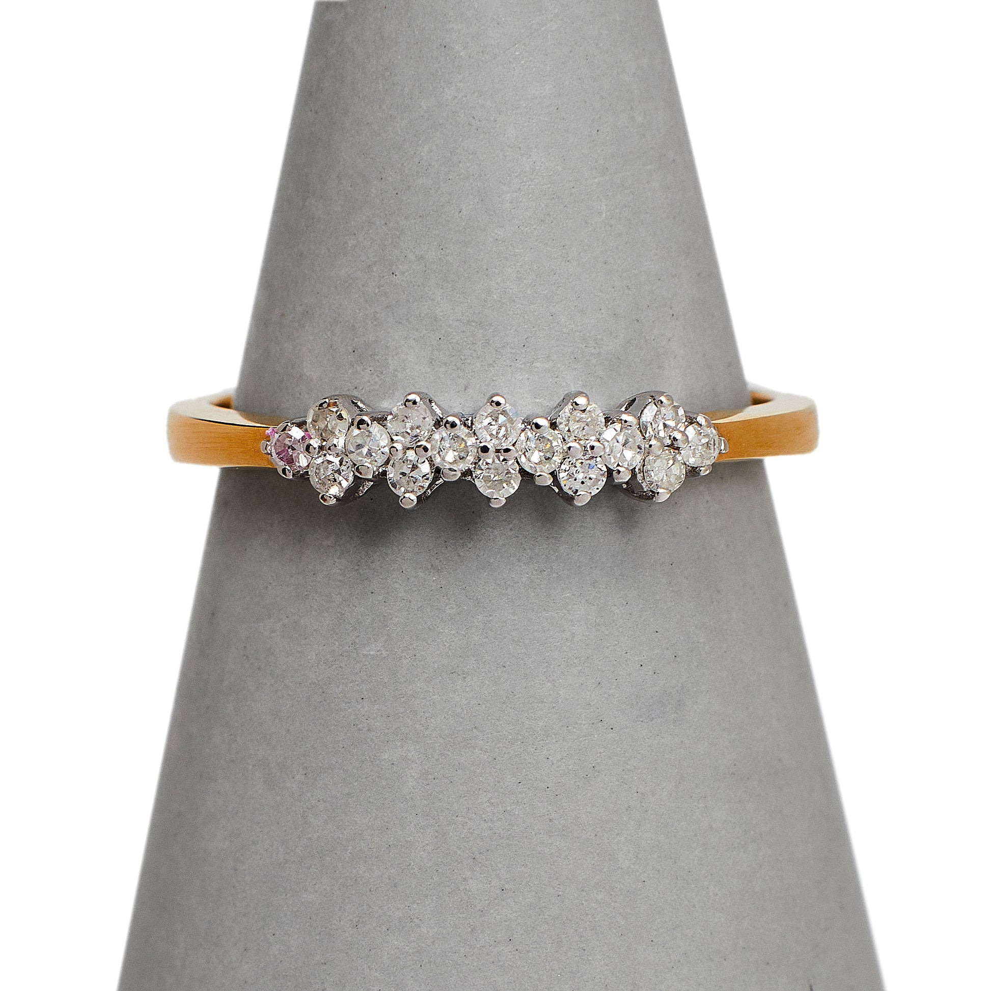 Pre-Owned 9ct Gold 16 Diamond Dress Ring Size Q