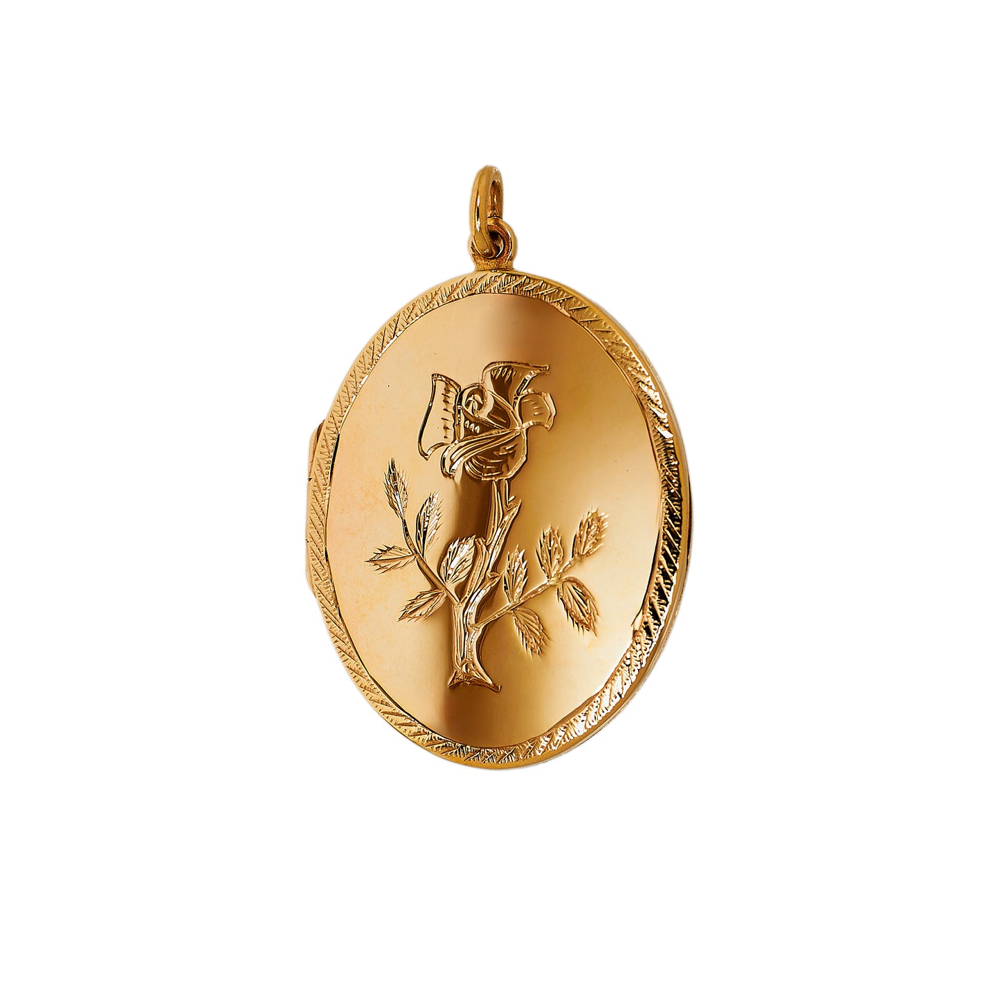 Pre-Owned 9ct Gold Flower Design Oval Locket