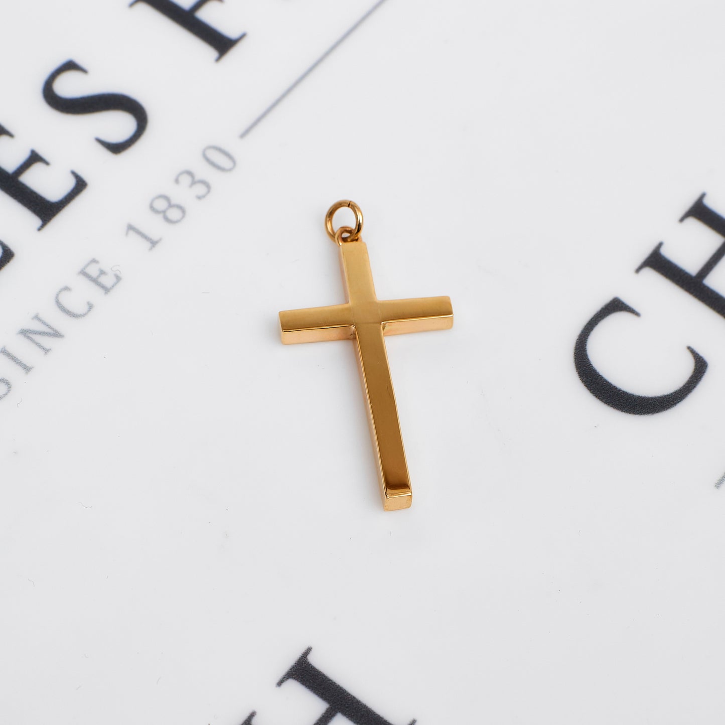Pre-Owned 9ct Gold Patterned Cross Pendant 46mm x 25mm