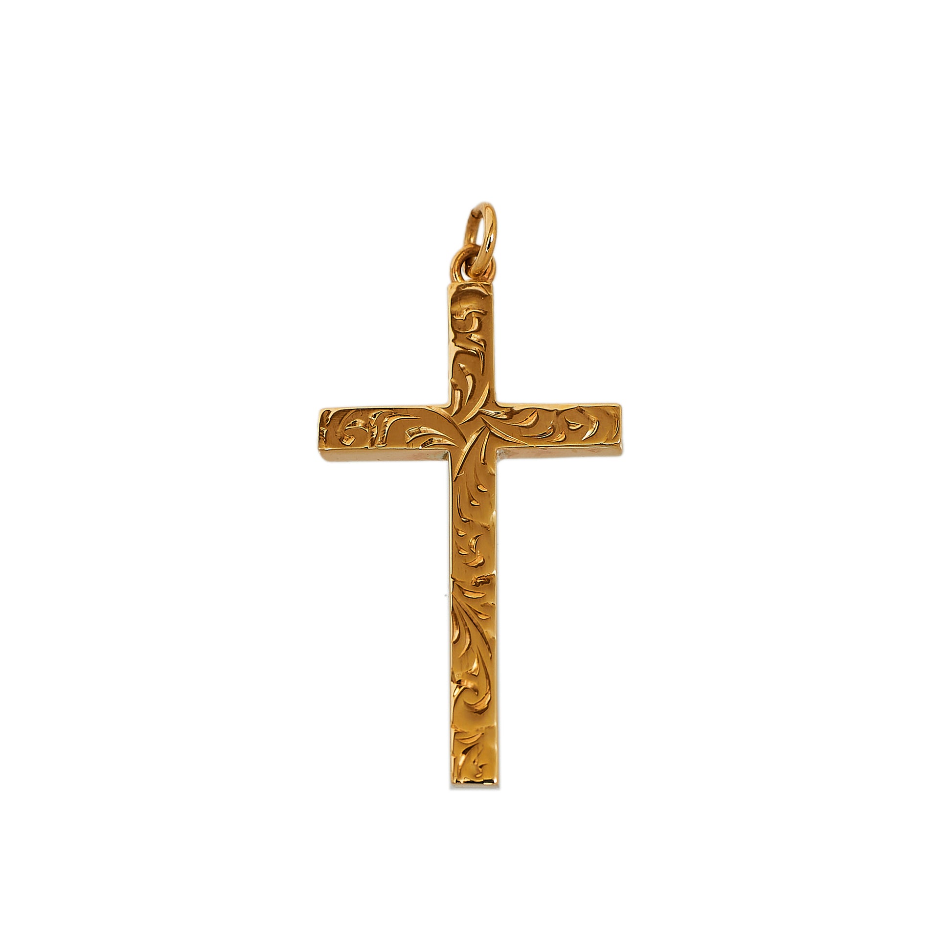 Pre-Owned 9ct Gold Patterned Cross Pendant 46mm x 25mm