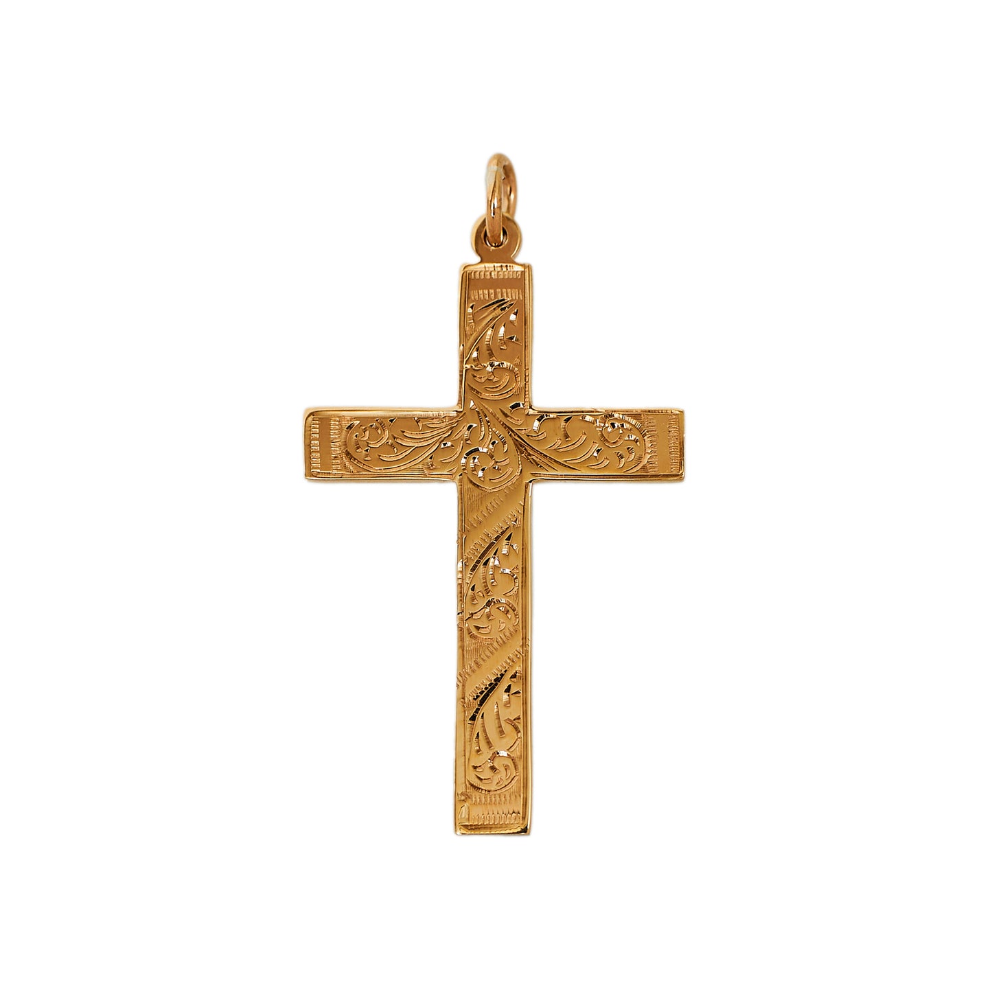 Pre-Owned 9ct Gold Mid-Size Patterned Cross Pendant