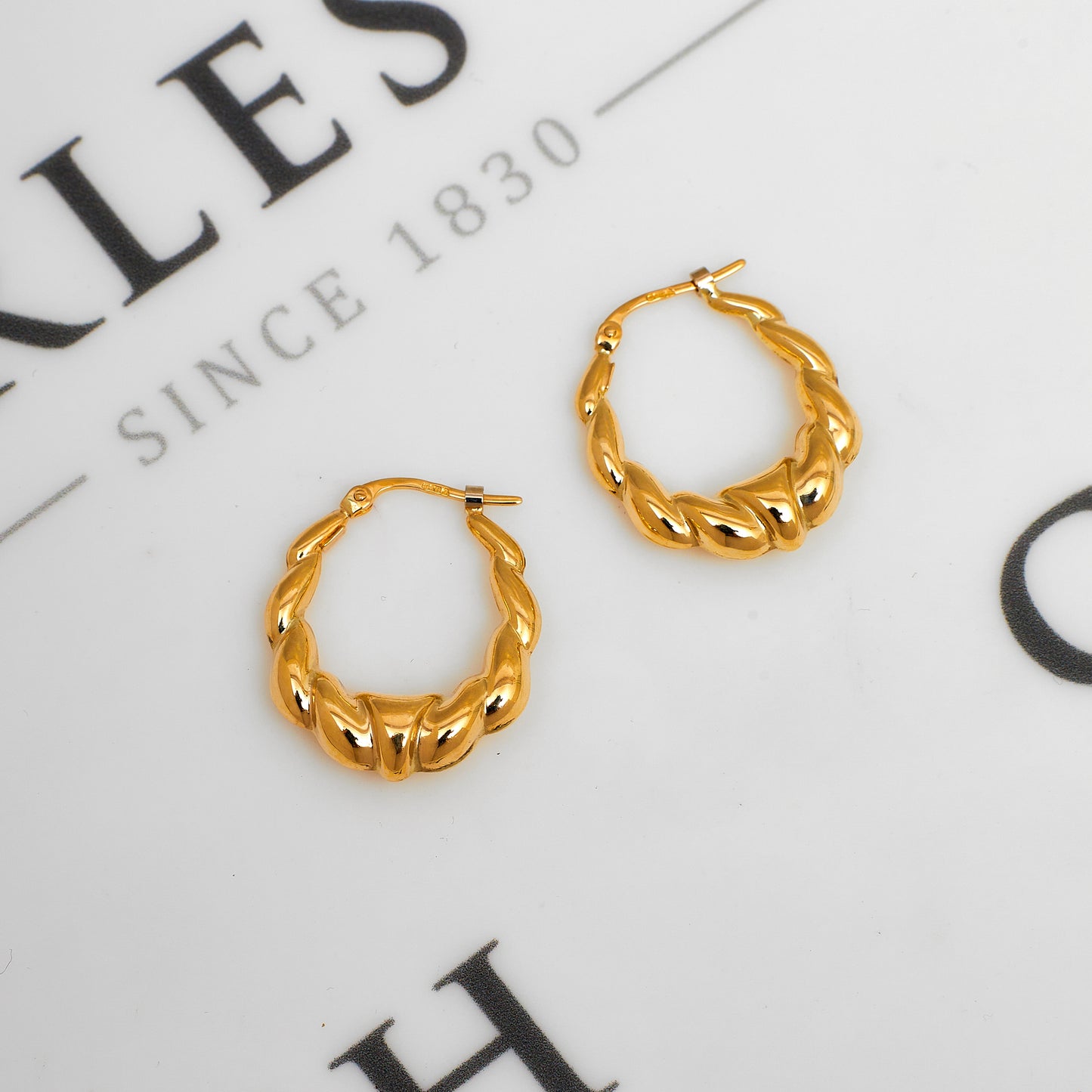 Pre-Owned 9ct Gold Creole Twist Hoop Earrings
