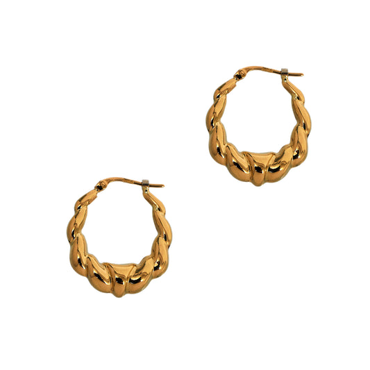 Pre-Owned 9ct Gold Creole Twist Hoop Earrings