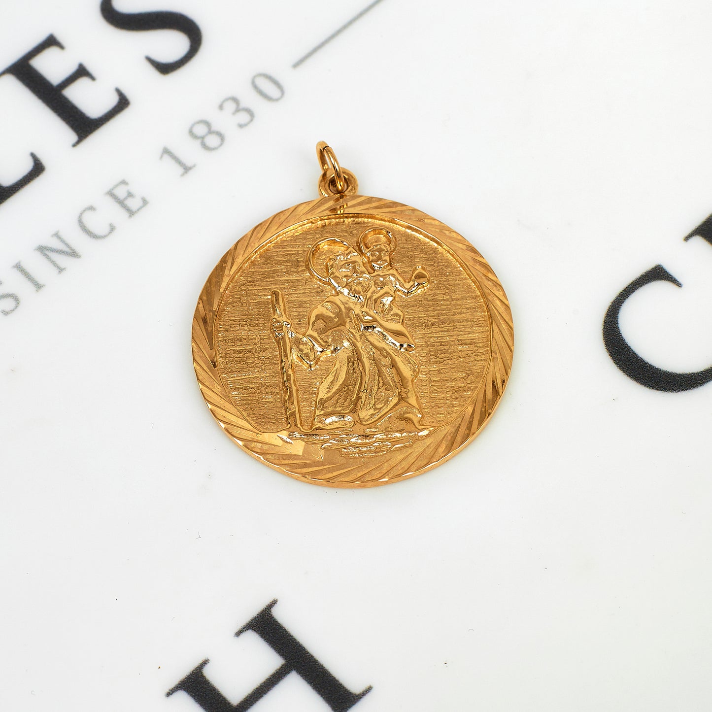 Pre-Owned 9ct Gold St Christopher Pendant 42mm x 33mm