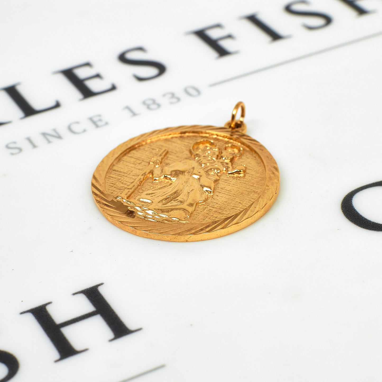 Pre-Owned 9ct Gold St Christopher Pendant 42mm x 33mm